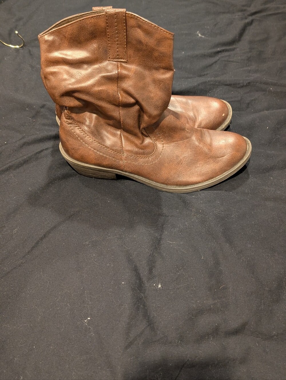Women's Brown Leather Western Boot – Classic Casual Pull-On